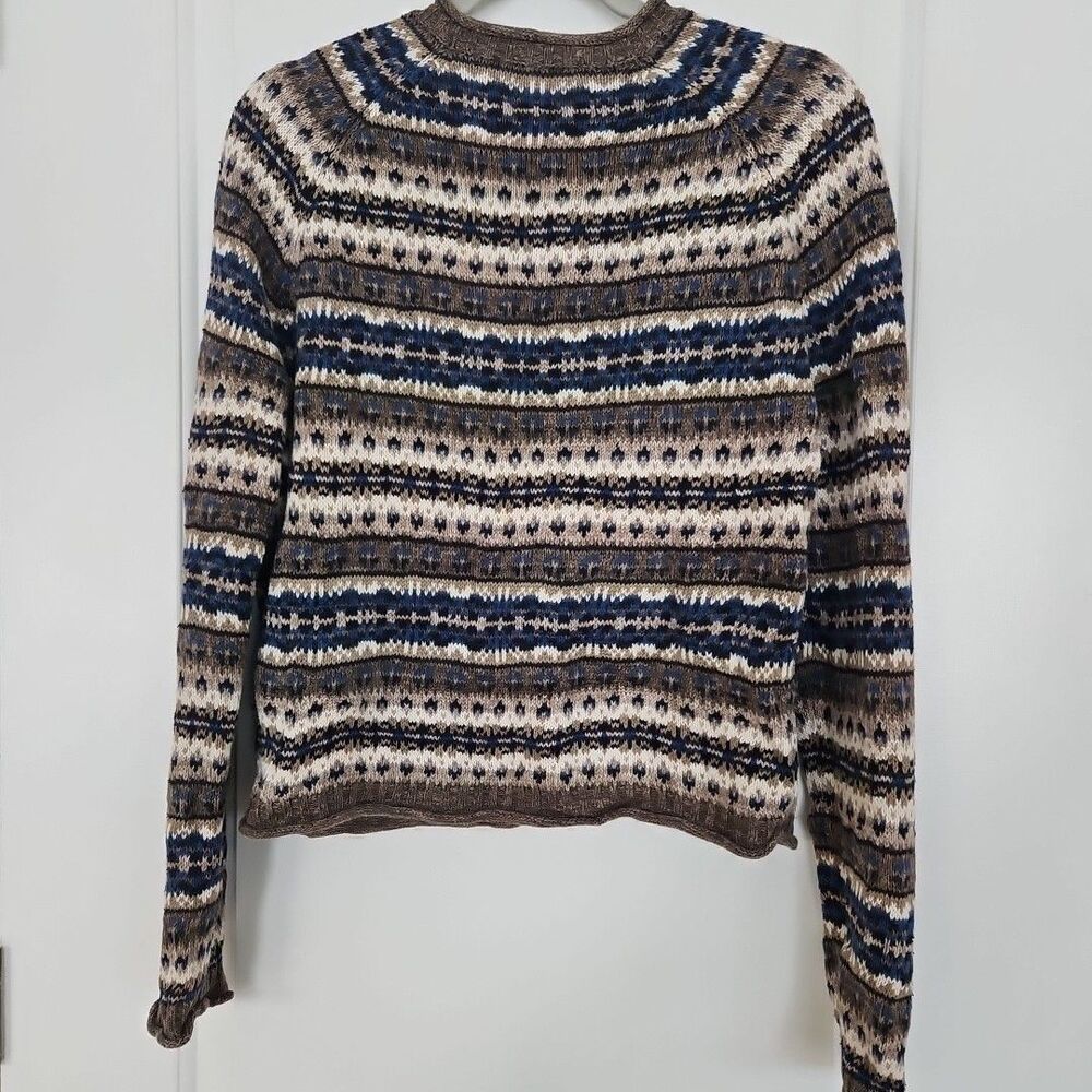 VTG Marsh Landing Sweater Medium Geometric Fair Isle Nordic Cotton Ramie GUC - Picture 7 of 10